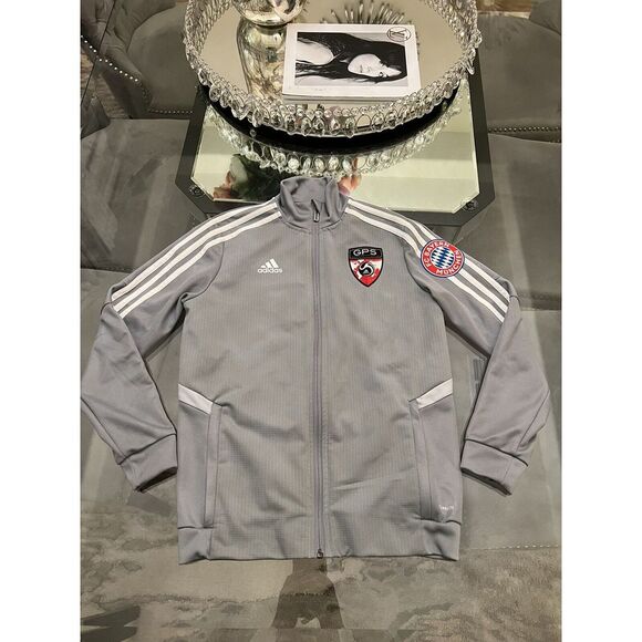 Adidas Gray GPS Global Premier Soccer Full Zip Jacket With Patches Sz Medium 12y - Picture 1 of 16